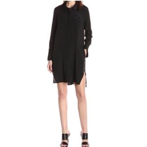 Halston Heritage Black Long Sleeve Shirt Dress